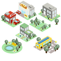 Fototapeta premium Set of the Isometric City 