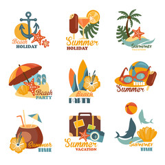 Beach And Summer Labels Set 
