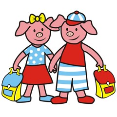 pigs  and schoolbag