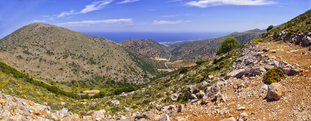 Scenic view of hilly terrain in Greece