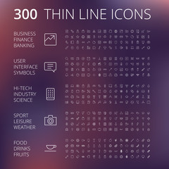 Thin Line Icons For Business, Technology and Leisure - obrazy, fototapety, plakaty