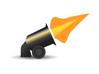 Cannon with Wheels or Mounted Loaded and Aiming