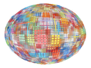 Abstract multicolored globe on white background.