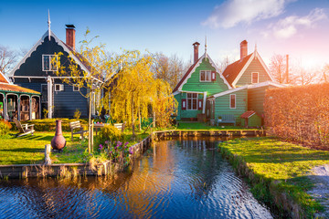 Tipical Dutch Village Zaanstad Spring
