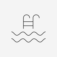 swimming pool sign line icon