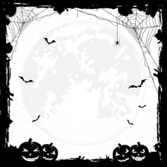 Halloween background with pumpkins and bats