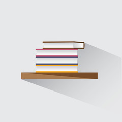 Vector illustration of books on the shelf