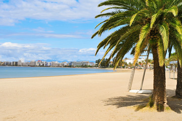 Platja Nova beach in Roses, Spain