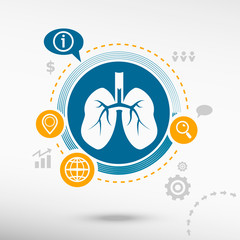 Lung icon and creative design elements