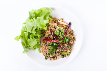 Thai spicy minced pork salad, thai food