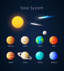Realistic Solar System objects, vector