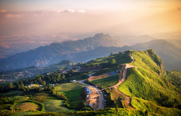 Sunset at the summit in phuthapboek Thailand