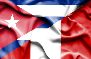 Waving flag of Peru and Cuba