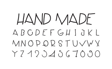 Naive sloppy handwriting, decorative flashy letters