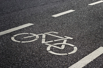 Bicycle sign on bicycle lane