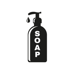 The liquid soap icon. Hand wash symbol. Flat