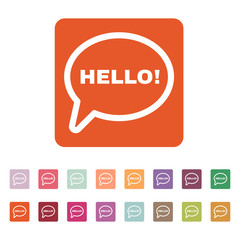 The hello icon. Greet and hi symbol. Flat