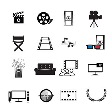 Movies cinema icons set