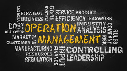 operation management word cloud on blackboard