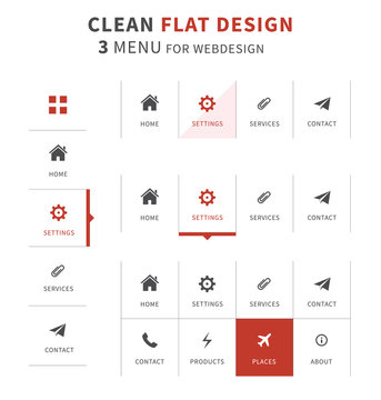 Flat design menu types