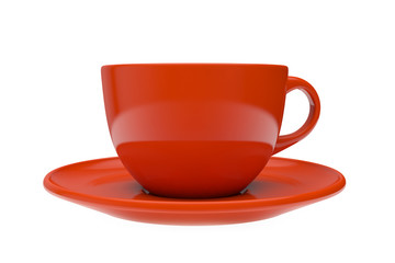 red cup with a saucer