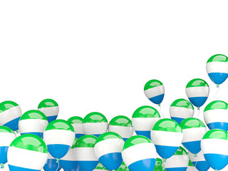 Flying balloons with flag of sierra leone