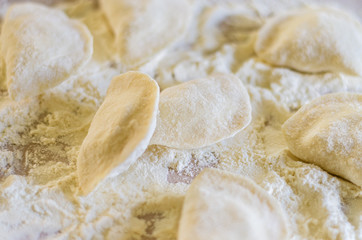 Raw potato dumplings close-up