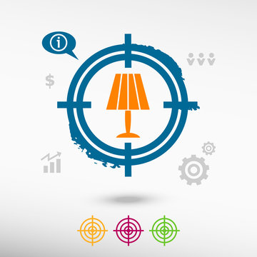 Table lamp icon on target icons background