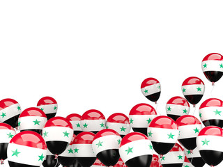 Flying balloons with flag of syria