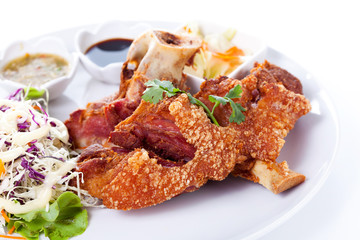 Roasted pork knuckle with sauce, BBQ pork 