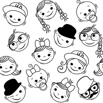 seamless pattern from face icons and smile. Vector illustration
