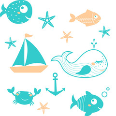 seamless pattern from sea vector elements