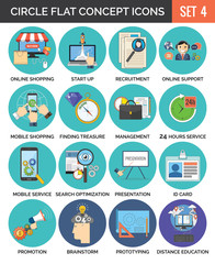 Circle Colorful Concept Icons. Flat Design. Set 4.