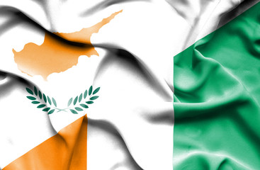 Waving flag of Ivory Coast and Cyprus