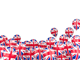 Flying balloons with flag of united kingdom