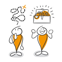 Strichmännchen Serie Pumpy / Schatzsuche Schatzkarte Schatz