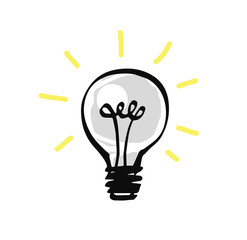 Hand drawn light bulb, vector illustration