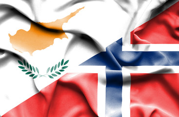 Waving flag of Norway and Cyprus