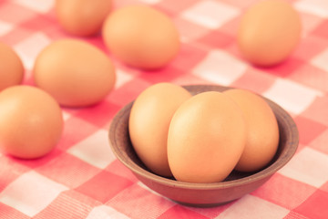 eggs put on the table in the kitchen
