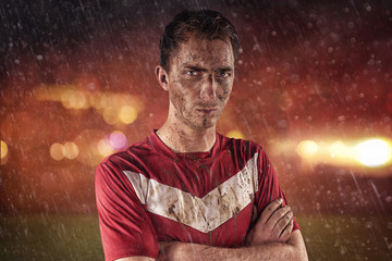 Fußballer im regen
