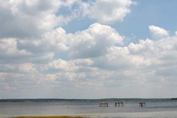 Fototapeta na wymiar Lake and clouds landscape