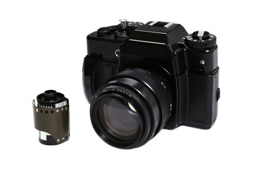 Retro photo camera Isolated on white background