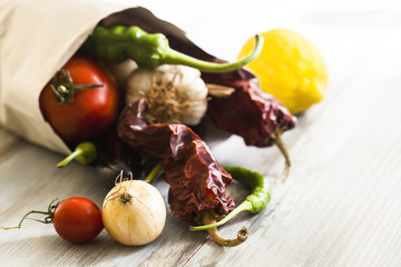 Vegetables in paper bag