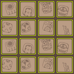 Seamless background with American Indians relics dingbats characters