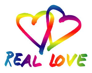 Rainbow real love vector logo.