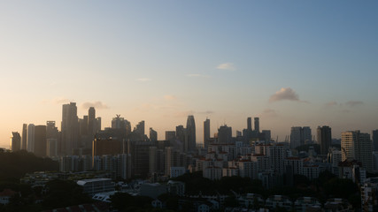 Silhouette Cityscape of Singapore at sunrise