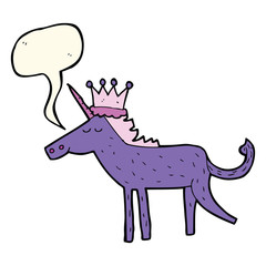 cartoon unicorn with speech bubble