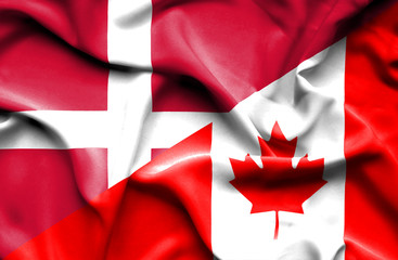 Waving flag of Canada and Denmark