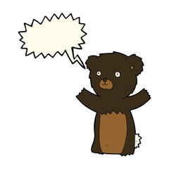 cute cartoon black bear with speech bubble