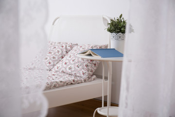 Open book on nightstand